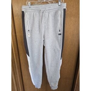 NBA Brand Basketball Jogger Sweat Pants W/Zip Pockets Gray/Black/White SZ:large